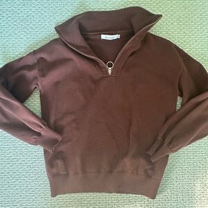 Brown Sweater with Zip Detail